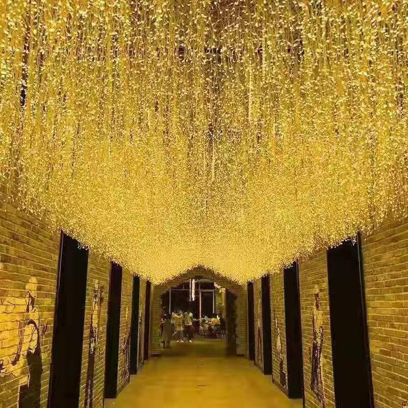 LED瀑布冰条窗帘灯 庭院布置派对露营流水氛围防水太阳能装饰灯|undefined