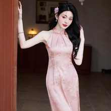 新中式挂脖旗袍2025新款设计感绝美性感改良年轻款连衣裙少女夏季