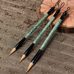 Natural Jadeite A goods brush bean seed jade ornaments calligraphy study Four Treasures copy scripture calligraphy students gift-giving high-end