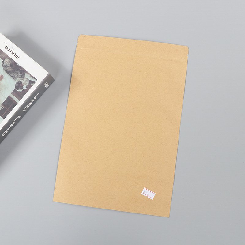 Spot bolsa de papel kraft con ventana transparente bolsa de embalaje de alimentos autosellada autoportante bolsa de té sellada de ocho lados fácil de rasgar