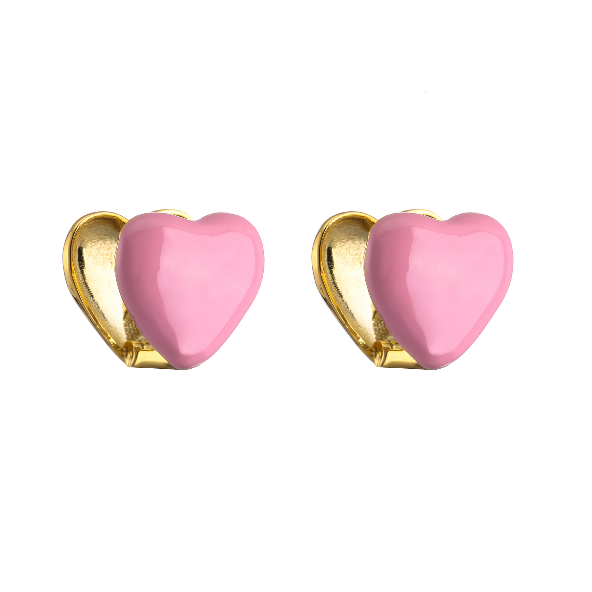 simple style copper Heart Shape Dripping Oil Color Earrings