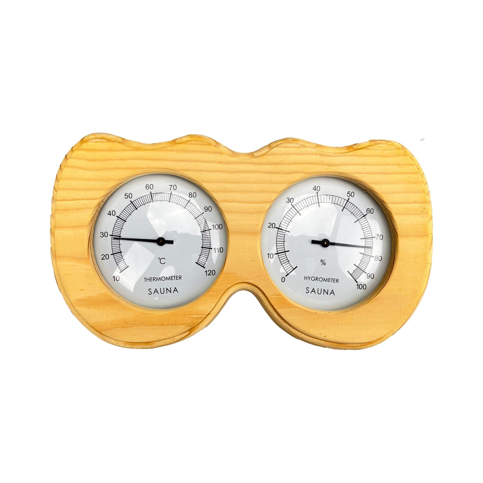 桑拿源头厂家泳池发货 亚马逊 浴室酒店家庭双表温湿度计白松双心