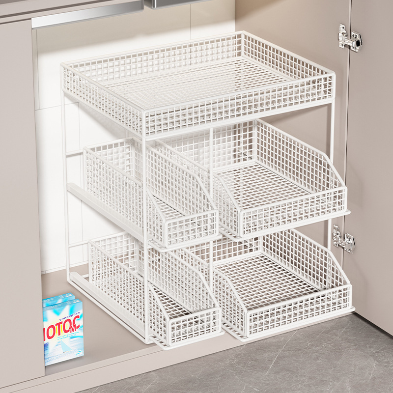 Bathroom Cabinet Under-Shelf Under-Sink Cabinet Layered Rack Bathroom Cabinet Under-Sink Pull-Out Double-Layer Basket