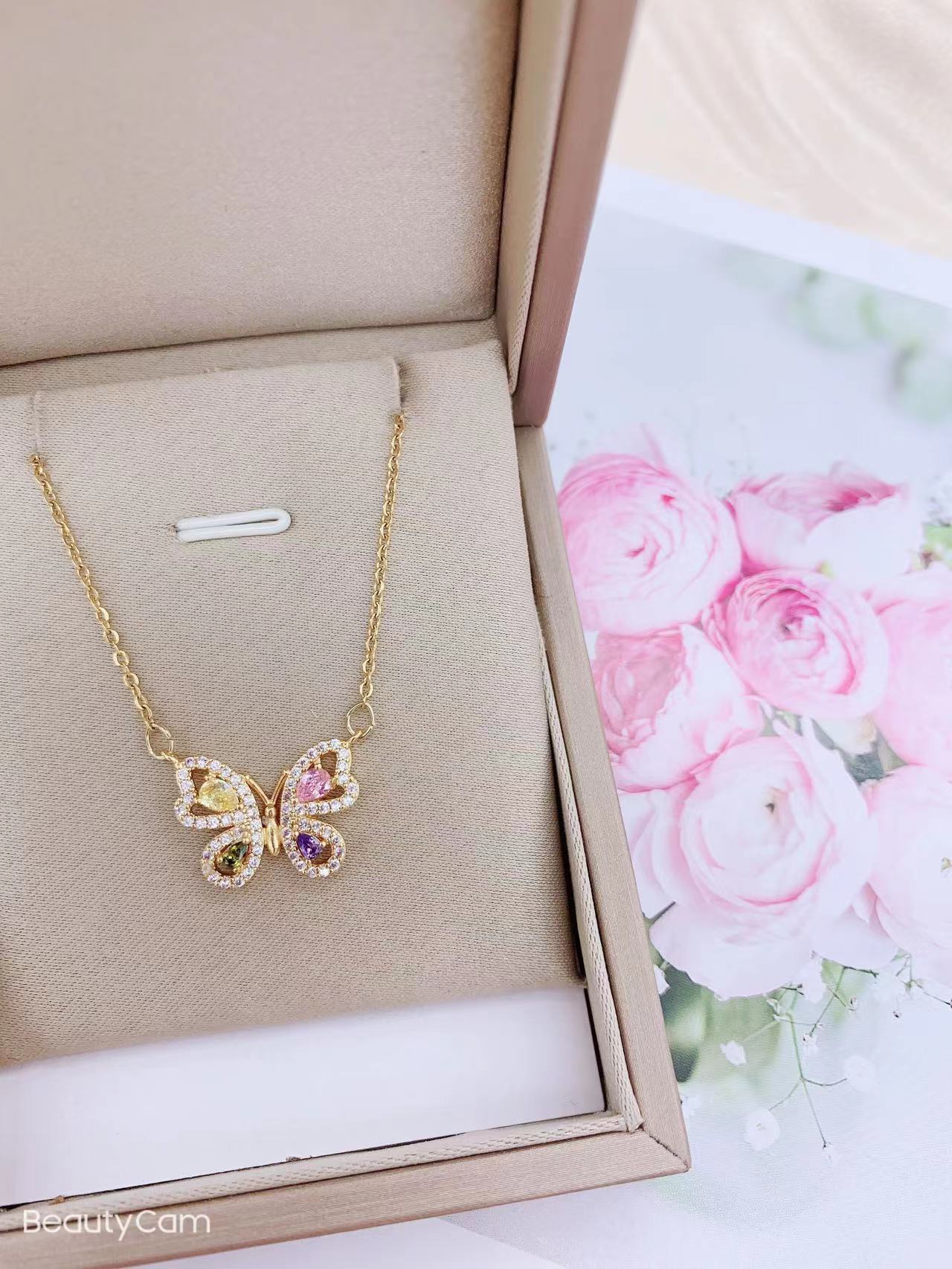 Copper fashionable necklace with zircon stainless steel