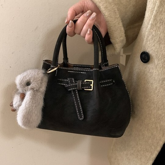 Retro High-End Handbag Small Tote Bag for Women 2026 New Suede Small Tote Bag Simple Shoulder Crossbody Bag