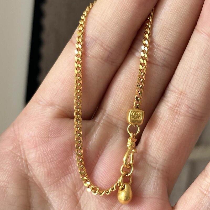 Ancient Niche Gold Color Fortune-Attracting Chubby Lucky Charm Pendant Cuban Bracelet Light Luxury Fashion High-End Jewelry for Women
