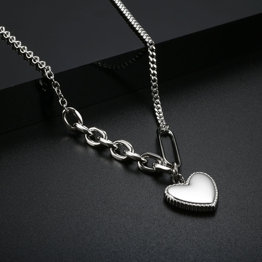 Fashion Heart Shape Titanium Steel Plating Pendant Necklace 1 Piece