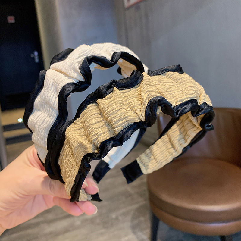 Diadema plisada de estilo coreano con un aire dulce y elegante, diadema sencilla de ala ancha, nuevo accesorio para el cabello de moda._voghion.com