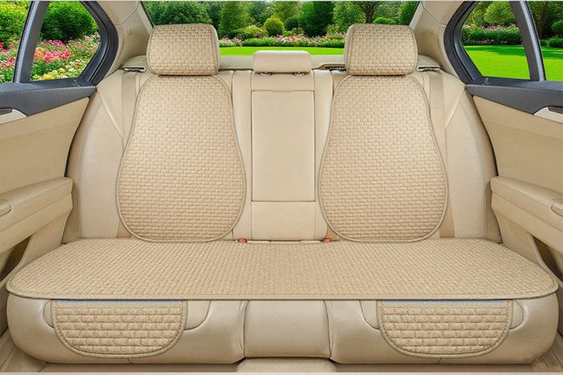 New Universal Linen Car Seat Cushion, Breathable Cotton-Linen Anti-Slip Seat Cover for All Seasons, Simple Design