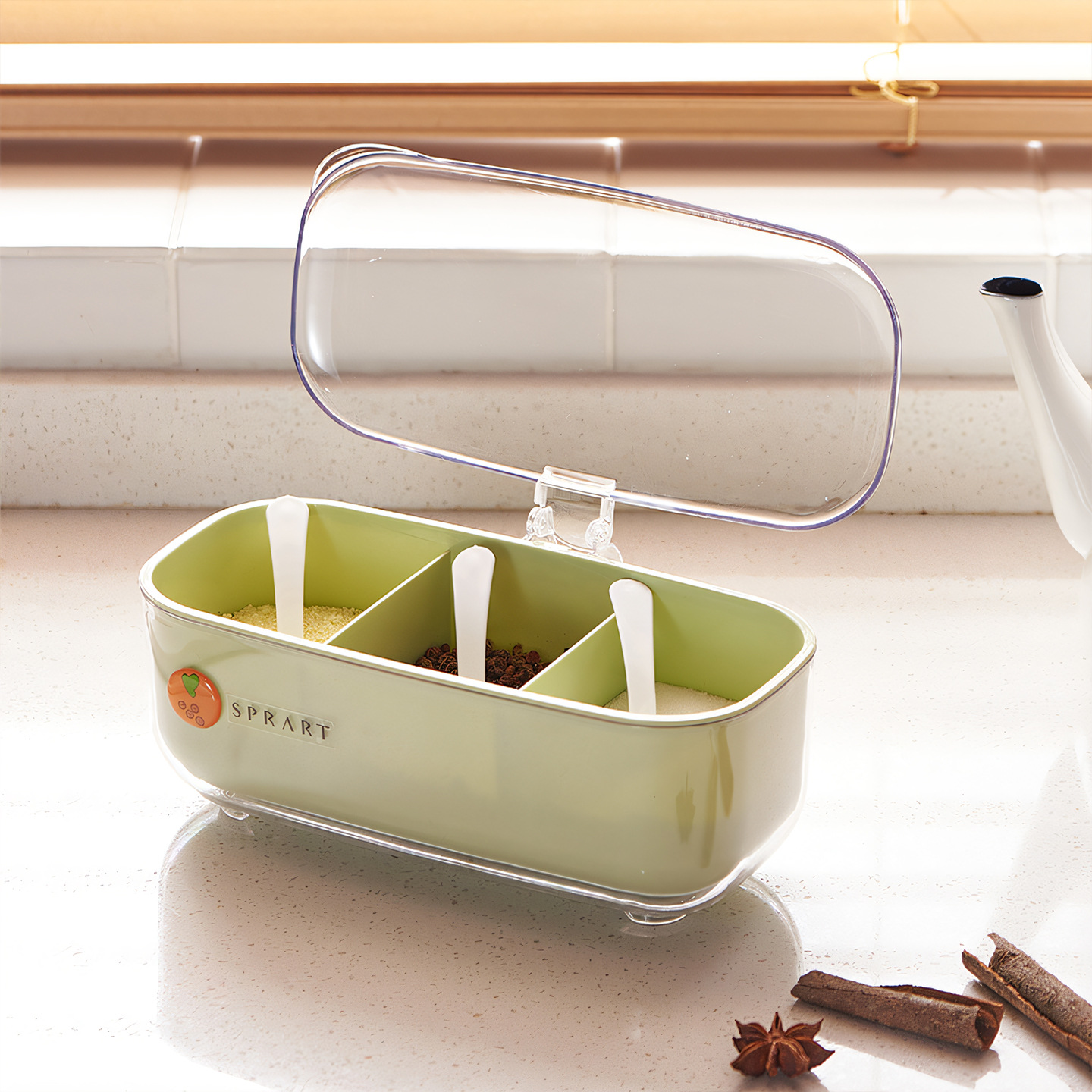 Seasoning Box Household Kitchen Seasoning Jar Combination Set All-In-One Multi-Grids Salt Msg Pepper Storage Seasoning Bottle