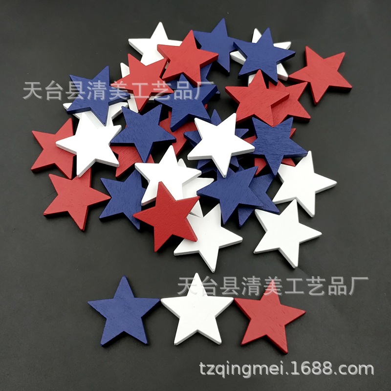 30mm tres colores estrella de cinco puntas colgante decoración de madera 5mm grueso estrella de cinco puntas botones de madera 60 pc/bolsa