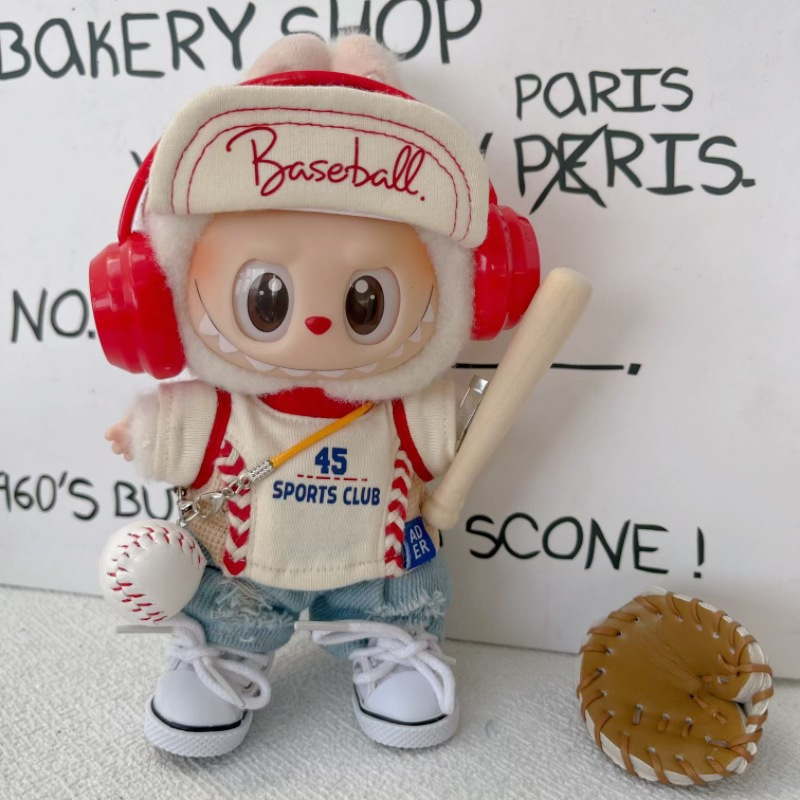 一二三代Labubu娃衣baseball棒球运动休闲红色拉布布鸭舌帽套装|undefined