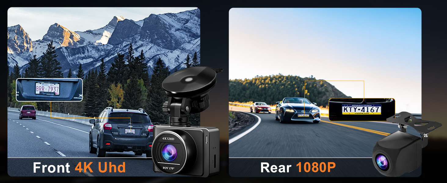4K Dual-Recording Wifi Private Model Dual-Lens High-Definition Dash Cam with Multiple Languages and Dual Recording for Front and Rear, Universal Model