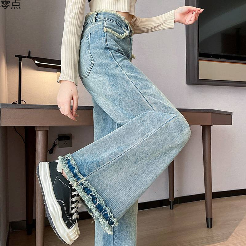 2025 新しい女性用ワイドレッグジーンズ、夏用、薄手、ゆったり、トレンディ、多用途、白いドレープ、ハイウエスト、フロアレングスパンツ|undefined