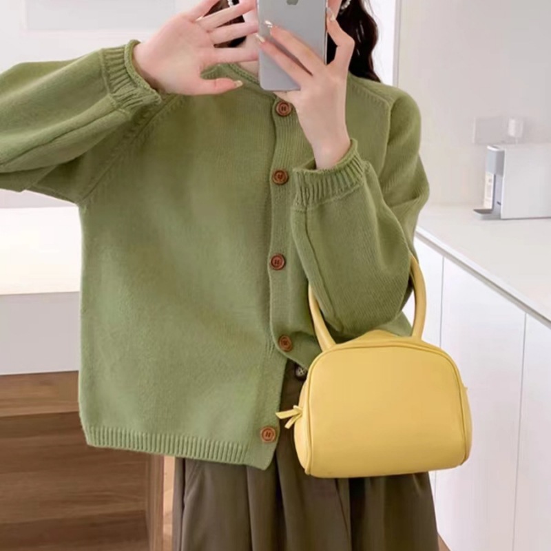 Nuevo estilo coreano de otoño y invierno simple estilo de viento sólido color completo retro cardigan de punto suéter de viento relajado abrigo abrigo image 9