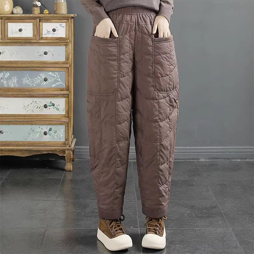 2024 new women's clothing autumn and winter slimming high waist long harem pants fat mm loose harem pants plus cotton casual pants