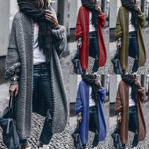 Primavera y otoño de manga larga de punto cardigan casual suéter suelto abrigo
