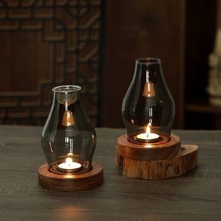 Candle Incense Lamp Vintage Fire Aromatherapy Stove Chinese Style Vintage Incense Glass Stove Candle Holder Windproof Glass Lampshade