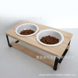 现货木质猫碗架猫狗陶瓷碗倾斜增高食物喂食盘保护颈椎猫狗吃食架