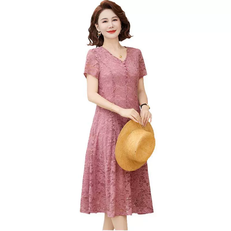 Первомайский свадебный банкет свекрови 2025 новое свадебное платье Мама летнее красное платье платье среднего и пожилого возраста