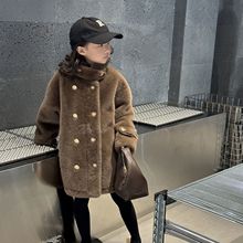 女童水貂外套仿皮冬季新款儿童皮毛一体中长款毛毛皮草加厚大衣棉