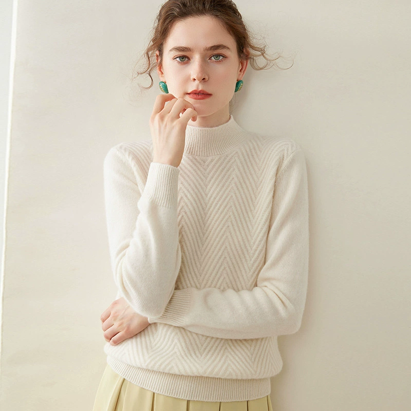 Демисезонная кашемировая, цветная вязаная кофта с высоким воротом, oversize