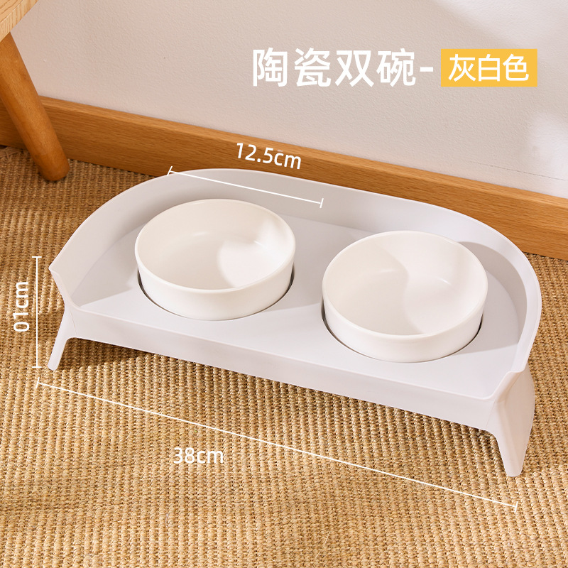 El nuevo tazón de comida para gatos, el tazón de cerámica, la comida, el agua, la alimentación, el gatito, la boca oblicua, la protección de la columna cervical, el tazón doble
