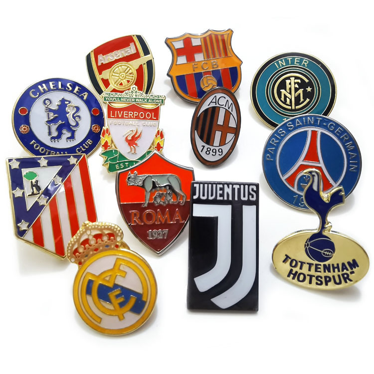 Real Madrid Ac Milan Chelsea Inter Milan Tottenham Rome Brazil Metal Football Badge Commemorative Medal Brooch