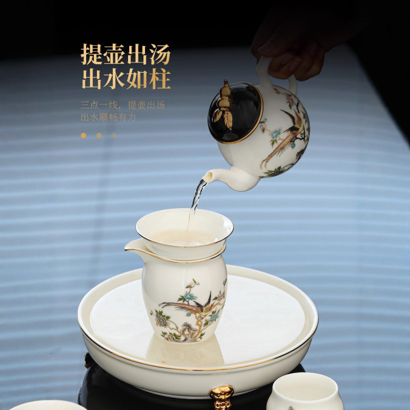 高档羊脂玉茶具套装2025新款家用办公室轻奢商务送领导陶瓷伴手礼|undefined