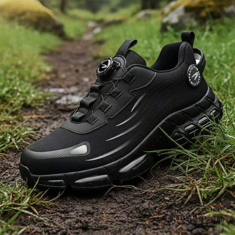 Zapatos de Seguridad con Puntera de Acero para Hombre de TPE y Caucho, Antideslizante, Anti-perforación, Transpirable