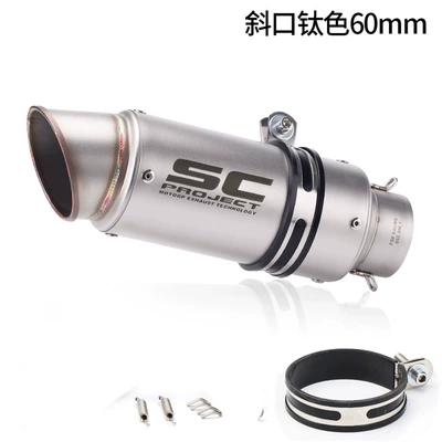 Sc Exhaust Motorcycle Cylinder – Exhaust pipe - 60mm-beveled-titanium-color