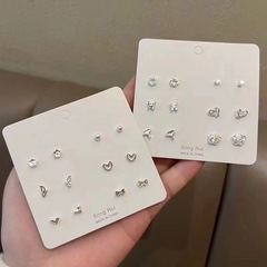 耳ピアス用の925針韓国風イヤリング、絶妙でシンプルな6ペアセット、多用途、小さくかわいいイヤリング、非重複イヤリング