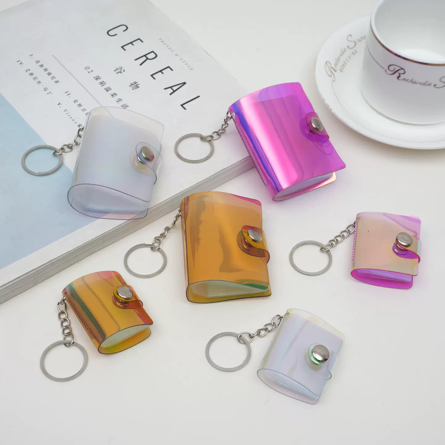 韩款幻彩镭射迷你毕业卡册1寸2寸钥匙扣 插页式相册 证件照收纳册