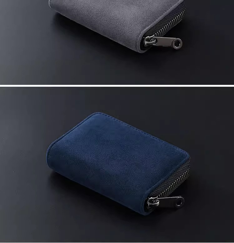 Simple Style Style Unisex Solid Color Leather Suede Zipper Card Holder