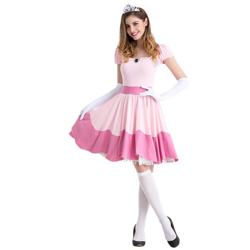 MARIO Super Mario Fairy Tale Princess Role-Playing Pink Princess Dress Uniform Temptation Cosplay