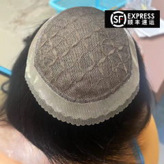前の額の薄い辺の反半ボタンは背中の男性の光沢のnpuの針の男性のかつらを梳くことができます。