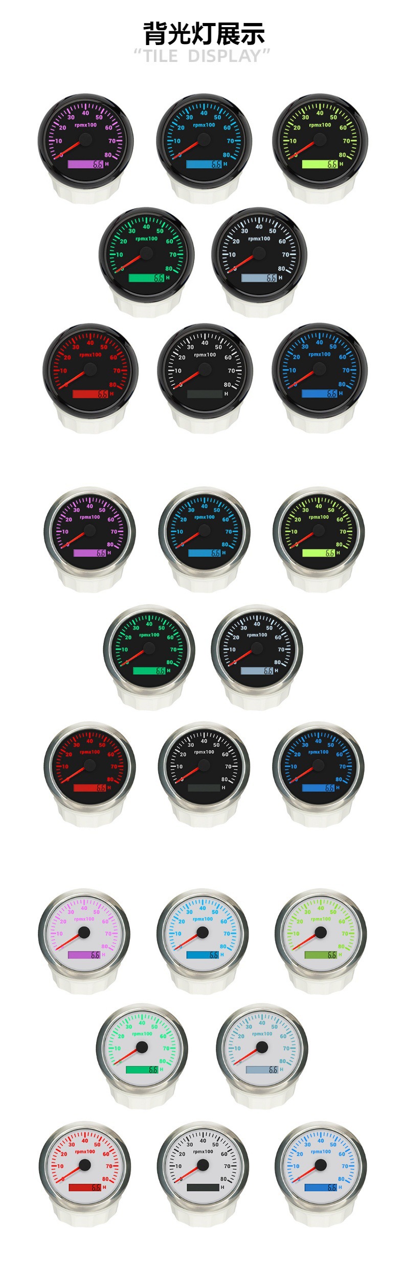 85mm Automotive and Marine Tachometer 12V 24V Gasoline and Diesel Engine RPM Meter 24 Volt Tachometer