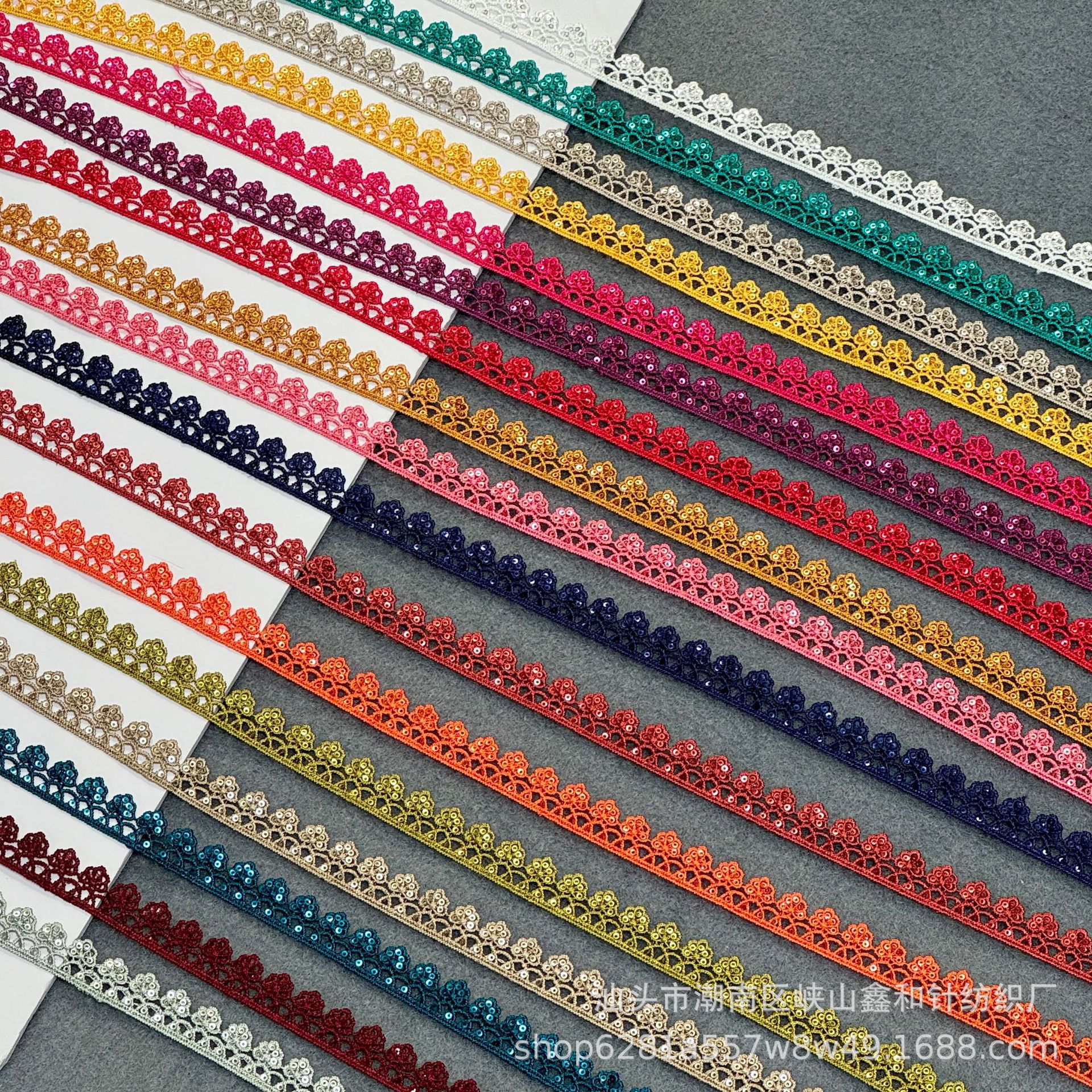 新款花瓣花朵亮片珠片单边刺绣花边 头饰婚纱内衣沙发女装辅料