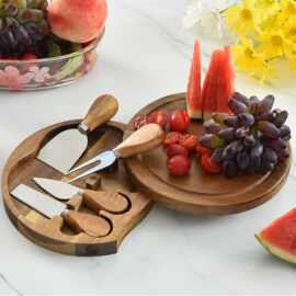 木质奶酪板套装4件套奶酪刀芝士牛排刀叉餐盘奶酪刀叉黄油刀