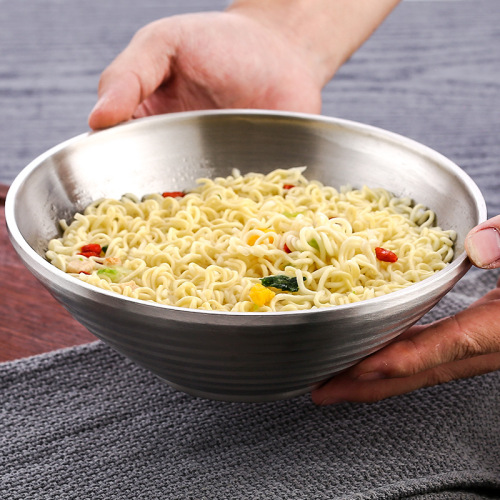 Wholesale Japanese stainless steel bamboo hat bowl Korean ramen bowl household instant noodle bowl fruit salad trumpet bowl customization