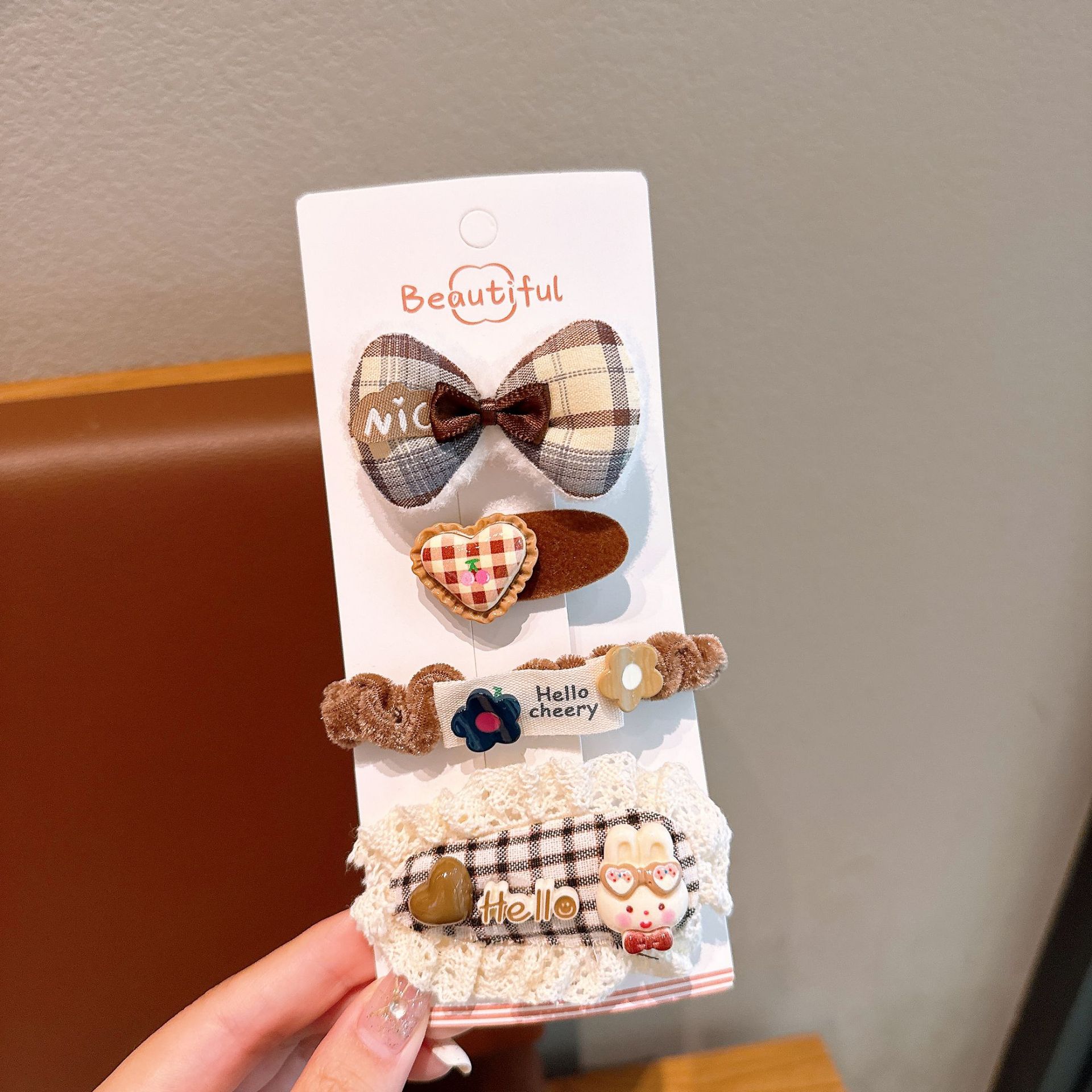 Nuevo anillo de cabello de tela de otoño y invierno de algodón relleno de arco de abrazadera de cabello de niños simple conjunto de accesorios de cabello de niña universal