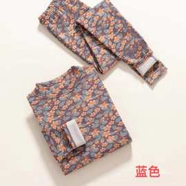 新款中领印花保暖套装中青老年大码德绒保暖秋衣秋裤宽松舒适秋冬