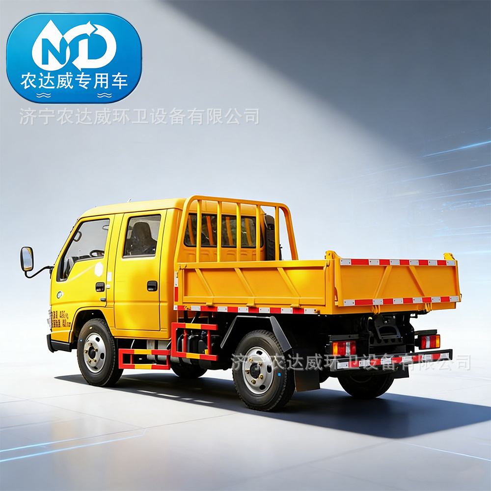 Small 4-Ton Jiangling Self-Loading Garbage Truck with Liftable Body, Double-Row Five-Seater Diesel Self-Loading Vehicle for Sanitation and Waste Removal