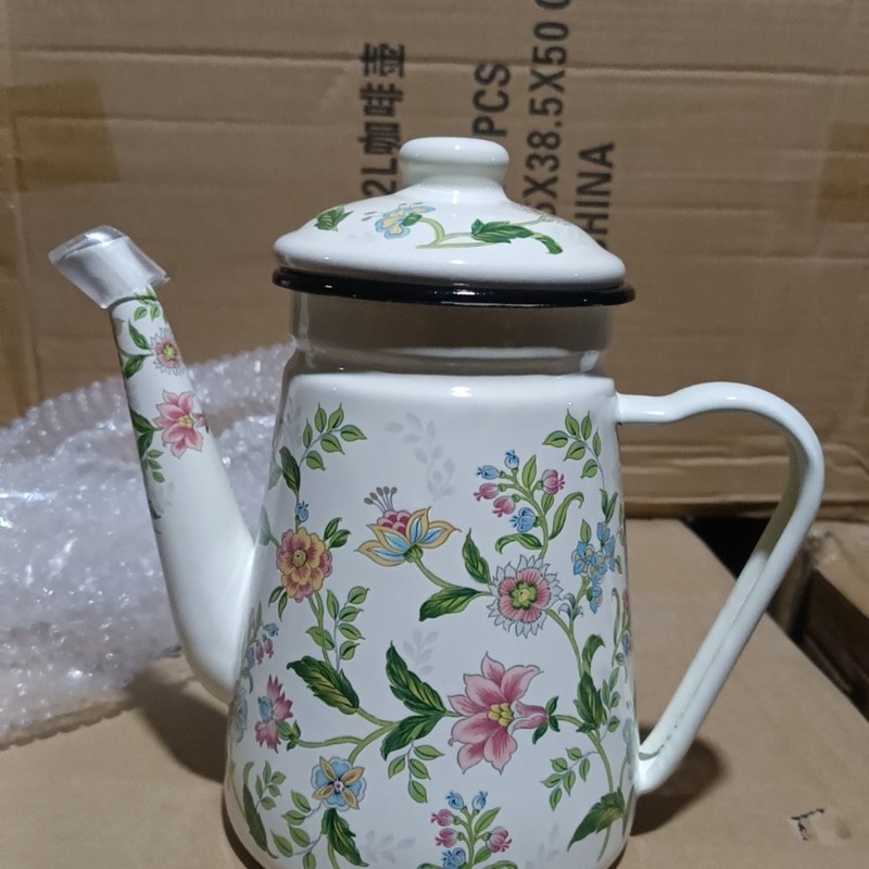 エナメルオイルポット、コーヒーポット、ケトル、ノスタルジックなエナメルワインポット、ホテル鍋、電磁調理器ユニバーサル|undefined