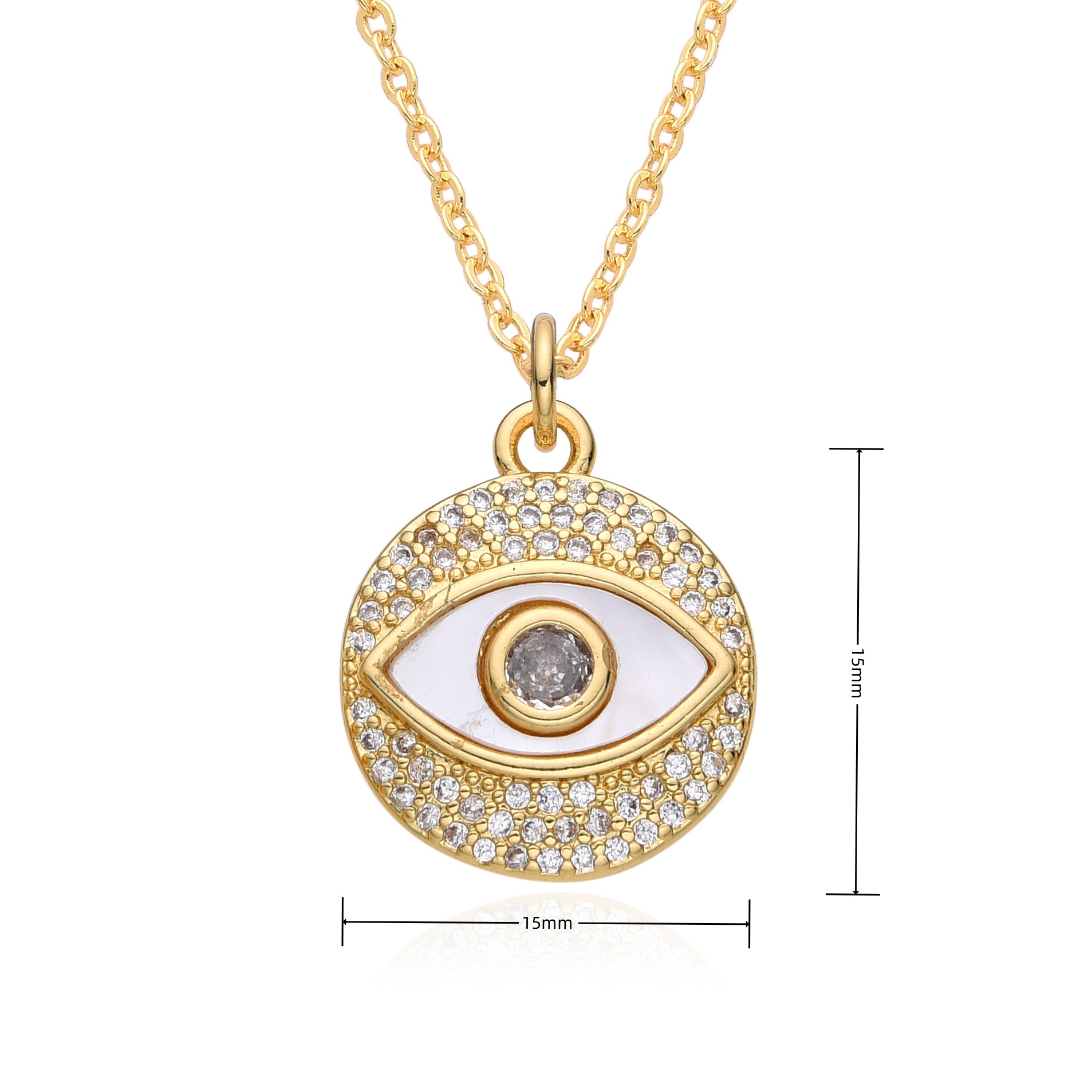 15g Weight Zircon Inlay Material Pendant Necklace Classification cable chain Chain Type 1 Piece Quantity Daily Occasion Copper Material Eye Pattern Women's Gender Plating, Inlay Design Retro, Classic Style Style Copper Retro Classic Style Eye Plating Inlay Zircon Pendant Necklace 11