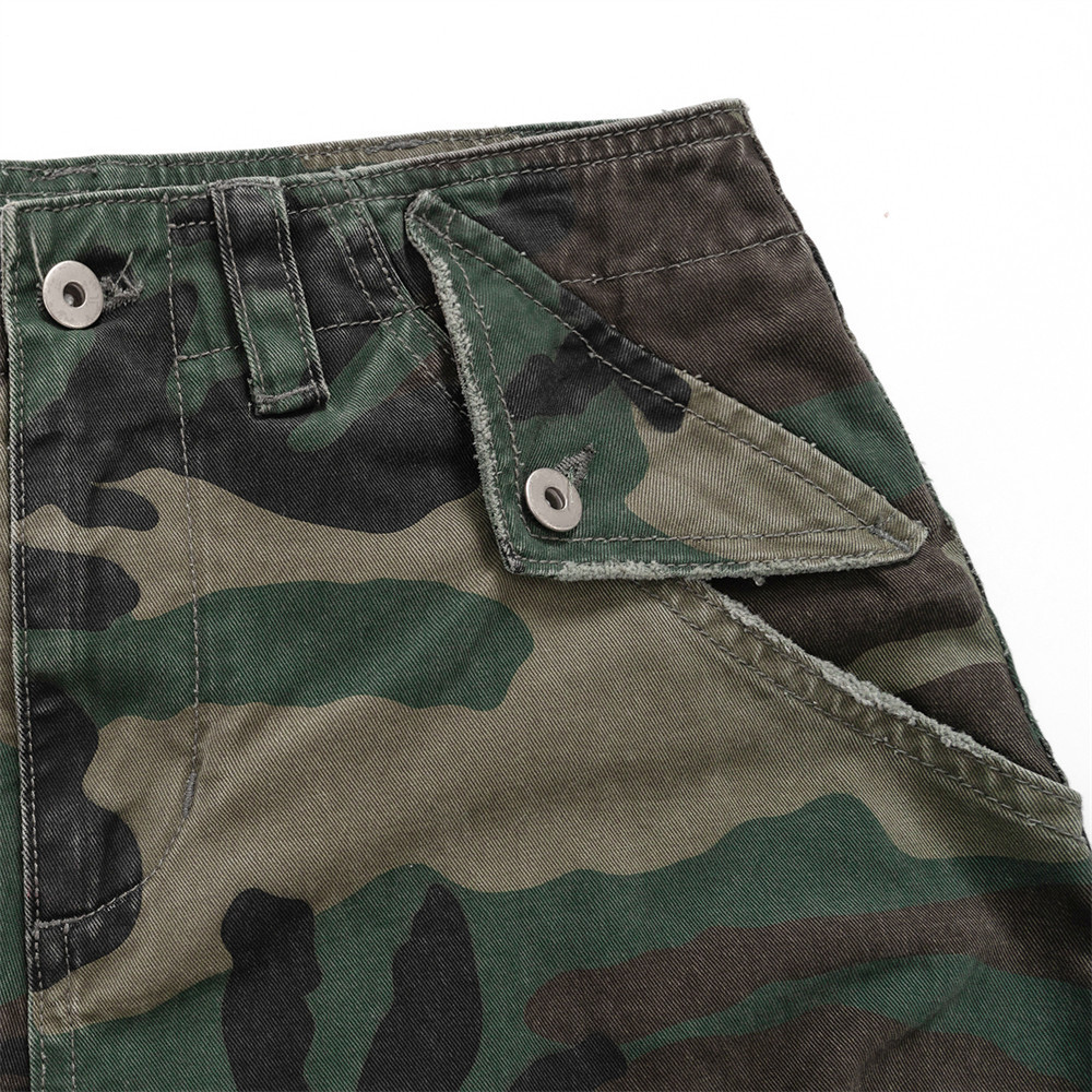 Spodnie z szerokimi nogawkami i prostymi nogawkami, z szerokimi nogawkami i przetarciami, w stylu kamuflażowym dla mężczyzn, modne i modne w pracy_voghion.com