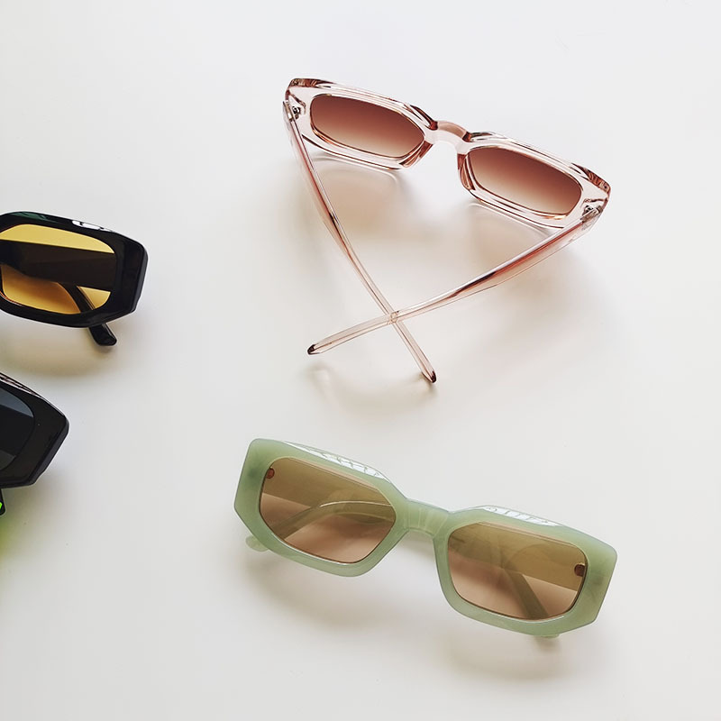 Square Glasses Style Streetwear Solid Color UV400 Protection Resin Square Full Frame Women's Sunglasses