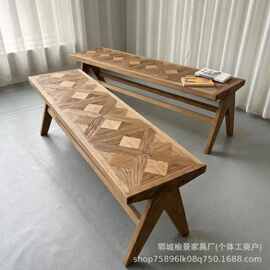 老榆木板凳长凳复古长板凳侘寂风实木换鞋凳床尾凳子家用简约板凳