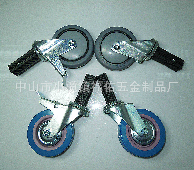 万向轮厂家中型轻型手推车耐磨轮子PVC餐车万向轮TPR带刹车脚轮