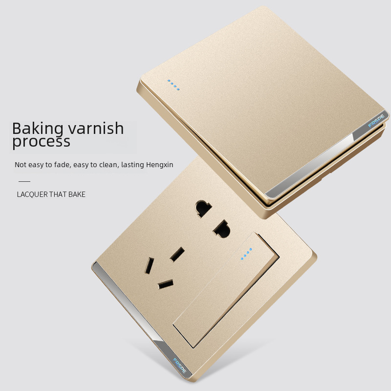 Champagne Gold Osaka One-Pole Double Control Wall Outlet Panel Home Switch Panel Wholesale Premium